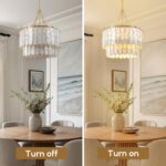 Modern 5-Light Shell Chandelier, 2-Tiered Faceted Pendant Light with Gold Metal ... - Image 6