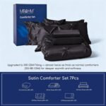 MR&HM Satin Comforter Queen 7 Pieces - Luxurious Pinch Pleat Bedding Set with Co... - Image 3