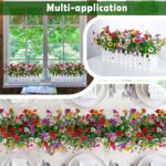 Artificial Colorful Flowers Plants in Picket Fence Pot, Fake Silk Flowers Eucaly... - Image 5