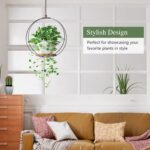Hanging Planters for Indoor Plants: Macrame Plant Hanger with Sturdy Wood Base, ... - Image 5