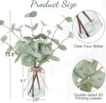 Bessol Artificial Eucalyptus Stems in Glass Vase with Faux Water, 13.5" Fake Pla... - Image 3