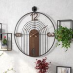 Modern Large Walnut Dial Wall Clock, Wood Metal Frame Silent Non Ticking Wall Cl... - Image 3