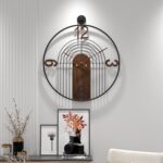 Modern Large Walnut Dial Wall Clock, Wood Metal Frame Silent Non Ticking Wall Cl... - Image 7