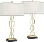 360 Lighting Evan Modern Table Lamps 28 1/4" Tall Set of 2 Gold Metal Geometric ... - Image 3