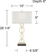 360 Lighting Evan Modern Table Lamps 28 1/4" Tall Set of 2 Gold Metal Geometric ... - Image 5