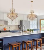 Q&S Modern Gold Crystal Chandelier Amber Crystal Pendant Light 6 Lights for Bedr... - Image 5