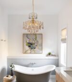 Q&S Modern Gold Crystal Chandelier Amber Crystal Pendant Light 6 Lights for Bedr... - Image 6
