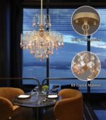 Q&S Modern Gold Crystal Chandelier Amber Crystal Pendant Light 6 Lights for Bedr... - Image 9