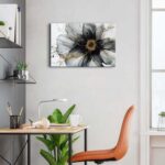 Black and White Gold Abstract Wall Art Modern Wall Decor Marble Flower Fluid Pic... - Image 3