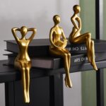 Quoowiit Gold Decor Thinker Statue Decor Book Shelf Decor, Abstract Statue Ornam... - Image 2