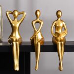 Quoowiit Gold Decor Thinker Statue Decor Book Shelf Decor, Abstract Statue Ornam... - Image 4