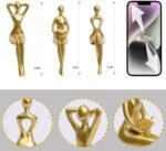 Quoowiit Gold Decor Thinker Statue Decor Book Shelf Decor, Abstract Statue Ornam... - Image 5