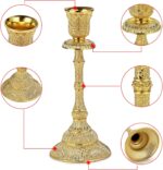 OwnMy Set of 2 Taper Candle Holders Vintage Metal Pillar Candlestick Holders 7.4... - Image 5