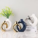 LCCCK Blue and Gold Ceramic Vases for Home Decor, Boho Vase for Flowers Pampas G... - Image 7