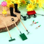Miniature Fairy Garden Accessories Set 9 Pcs 1:12 Mini Metal Spade Pestle Kettle... - Image 5