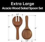 KITEISCAT Extra Large Glass Salad Bowl Set - Party Salad Bowls with Acacia Wood ... - Image 4