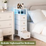 Yoobure LED Narrow Nightstand with Charging Station - Slim Dresser for Bedroom N... - Image 8