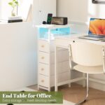 Yoobure LED Narrow Nightstand with Charging Station - Slim Dresser for Bedroom N... - Image 9