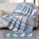 WONGS BEDDING Boho Quilt Set King Size, Blue Bohemian 3 Pieces Quilt Sets, Light... - Image 4