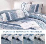 WONGS BEDDING Boho Quilt Set King Size, Blue Bohemian 3 Pieces Quilt Sets, Light... - Image 5