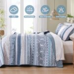 WONGS BEDDING Boho Quilt Set King Size, Blue Bohemian 3 Pieces Quilt Sets, Light... - Image 6