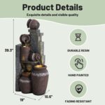 6-Tiers Garden Waterfall Fountain Outdoor - 40''H Water Fountains and Waterfalls... - Image 5