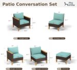PHI VILLA 7-Piece Wicker Patio Conversation Set, Outdoor Rattan Sectional Pool F... - Image 3