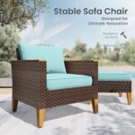 PHI VILLA 7-Piece Wicker Patio Conversation Set, Outdoor Rattan Sectional Pool F... - Image 6