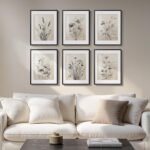 Framed Boho Vintage Botanical Wall Art, Set of 6 Black and White Floral Canvas P... - Image 3