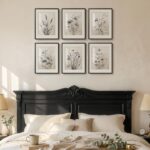 Framed Boho Vintage Botanical Wall Art, Set of 6 Black and White Floral Canvas P... - Image 4