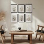 Framed Boho Vintage Botanical Wall Art, Set of 6 Black and White Floral Canvas P... - Image 8