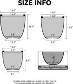 Kante 14 Inch Dia Round Concrete Planter, Indoor Outdoor Large Plant Pot with Dr... - Image 3