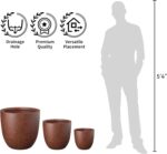Kante 14 Inch Dia Round Concrete Planter, Indoor Outdoor Large Plant Pot with Dr... - Image 6