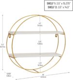 Mind Reader Floating Round Wall Shelves, Gold Metal Frame with Dual White Displa... - Image 4