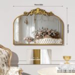 Vintage Arched Wall Mirror, 28"x 20" Bathroom Vanity Mirror with Carved Pattern ... - Image 3