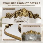 Vintage Arched Wall Mirror, 28"x 20" Bathroom Vanity Mirror with Carved Pattern ... - Image 4