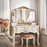 Vintage Arched Wall Mirror, 28"x 20" Bathroom Vanity Mirror with Carved Pattern ... - Image 7