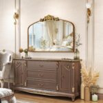 Vintage Arched Wall Mirror, 28"x 20" Bathroom Vanity Mirror with Carved Pattern ... - Image 8