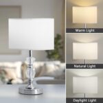 Crystal Table Lamps Set of 2, 3-Color Dimmable Modern Nightstand Lamp for Living... - Image 3