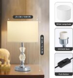 Crystal Table Lamps Set of 2, 3-Color Dimmable Modern Nightstand Lamp for Living... - Image 6