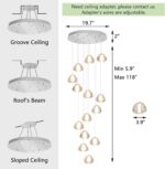 14-Light Modern Chandeliers for Entrance High Ceiling Chandelier Long Lights Fix... - Image 3