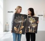 3 Pieces Modern Abstract Brown Flowers Canvas Wall Art Minimalism Black and Gold... - Image 6