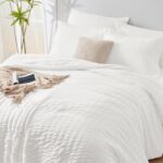 CozyLux Queen Comforter Set White Seersucker 7 Pieces Bed in a Bag Queen Comfort... - Image 5