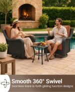 10 Pieces Outdoor Furniture Set with 6-inch Cushions, High Back Wicker Swivel Ro... - Image 3