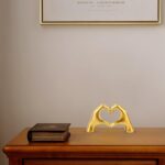 Small Gold Decor,Resin Heart Hands Sculpture for Living Room Bedroom Bookshelf S... - Image 4