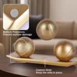 LCCCK Decorative Tray with Balls Set, Gold Decor Orbs TV Stand, Coffee Table Cen... - Image 4