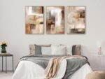 Large Framed Canvas Wall Art - Natural Float Framed Brown Abstract Picturtes for... - Image 3