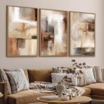 Large Framed Canvas Wall Art - Natural Float Framed Brown Abstract Picturtes for... - Image 4
