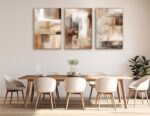 Large Framed Canvas Wall Art - Natural Float Framed Brown Abstract Picturtes for... - Image 5
