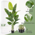 Lifelike Bird of Paradise Artificial Plant,6ft Faux Banana Leaf Tree with 13 Tru... - Image 3